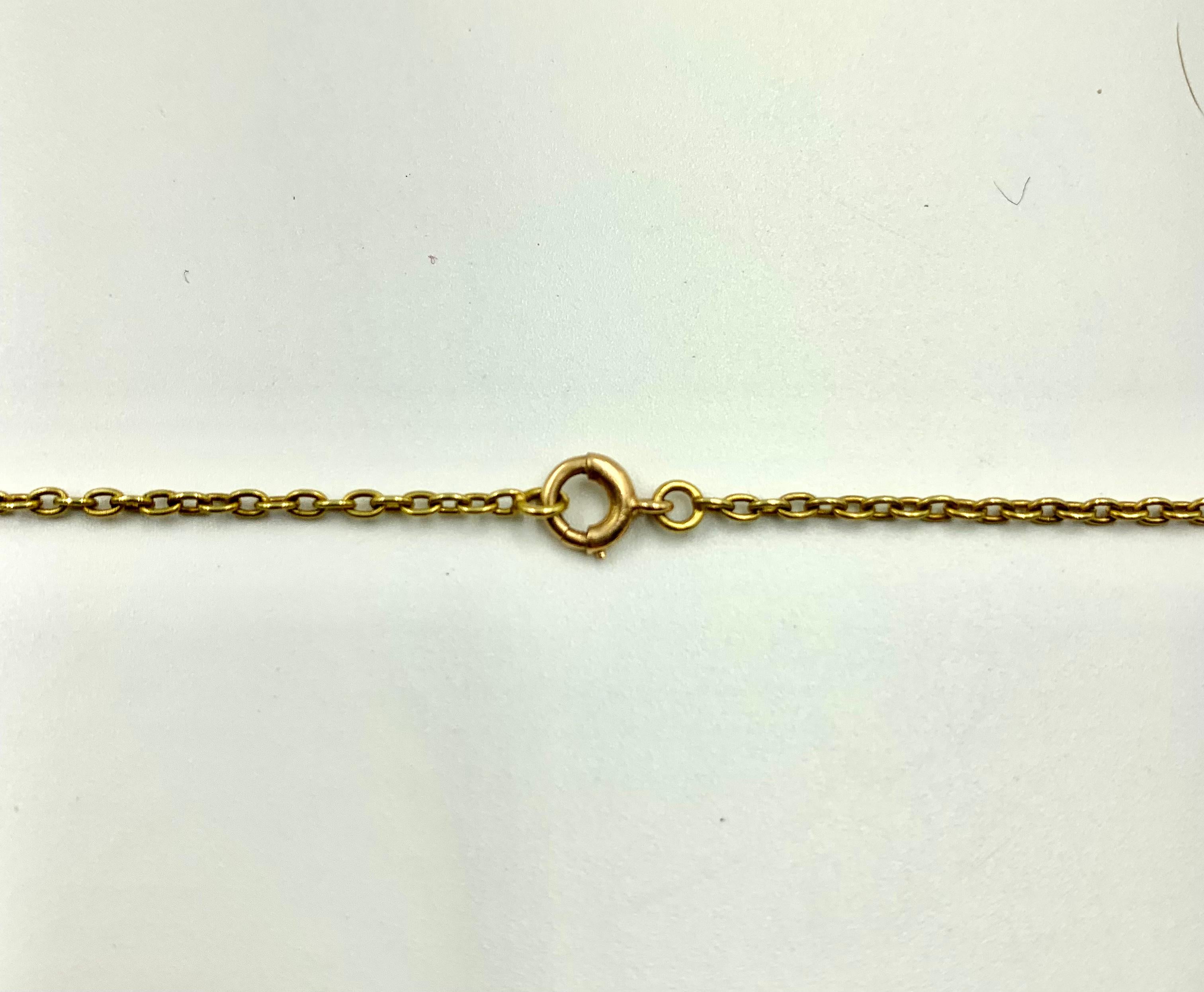 Art Nouveau 18K Gold Ombre Enamel Peridot Pearl Diamond Necklace, circa 1900 For Sale 2