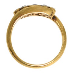 Art Nouveau 18k Gold Ruby & Diamond 5-Stone Crossover Ring, Circa, 1890