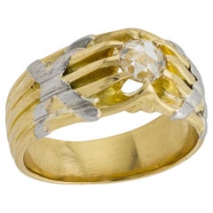 Anello di fidanzamento in stile Art Nouveau con diamanti in 18k/platino da 0,41 carati