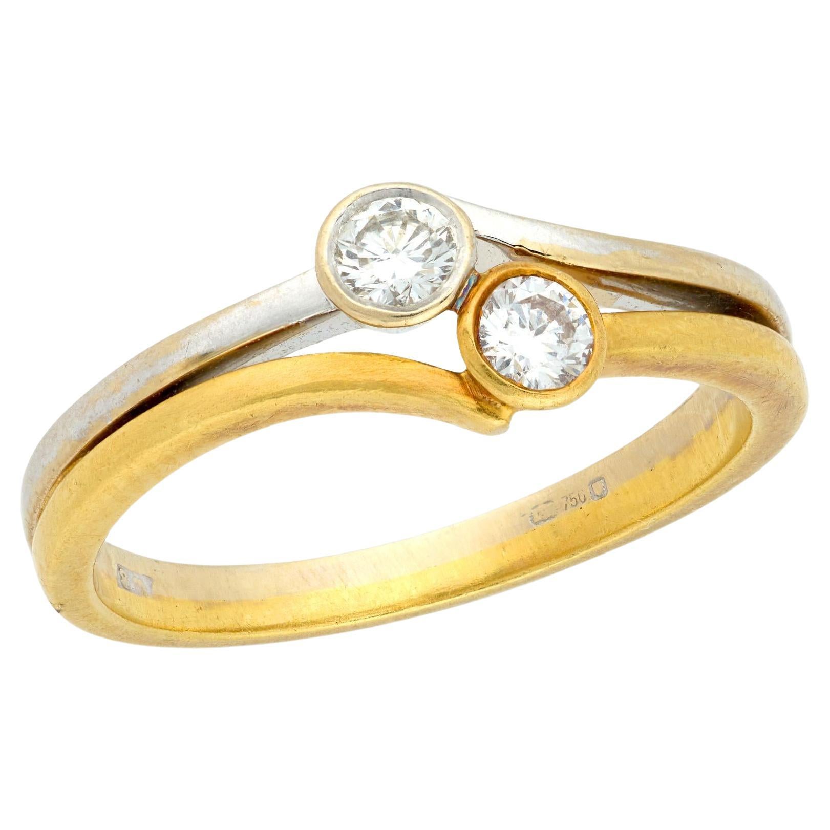 Art Nouveau 18k/Platinum Diamond Ring For Sale