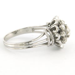 Art Nouveau 18k White Gold Ring, 0.25ct Rose-Cut Diamonds, Netherlands
