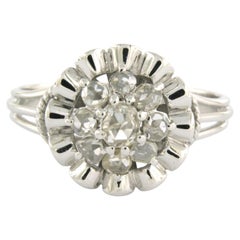 Art Nouveau 18k White Gold Ring, 0.25ct Rose-Cut Diamonds, Netherlands