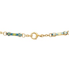 Halskette im Jugendstil, 18 Karat emaillierter Opal + Diamant