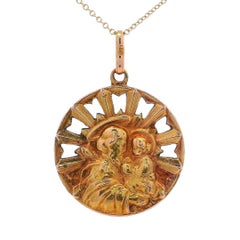 Art Nouveau 18kt yellow Gold Religious Pendant