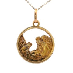 Art Nouveau 18kt yellow Gold Religious Pendant