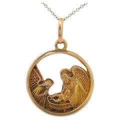 Art Nouveau 18kt yellow Gold Religious Pendant