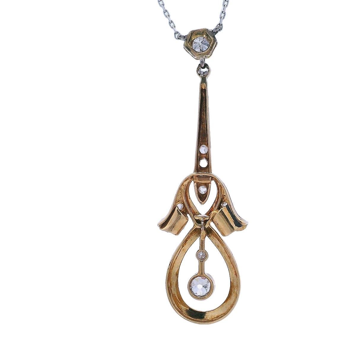 Art Nouveau 1900 Enamel Pendant Necklace in 18kt Gold and Platinum with Diamonds For Sale 4