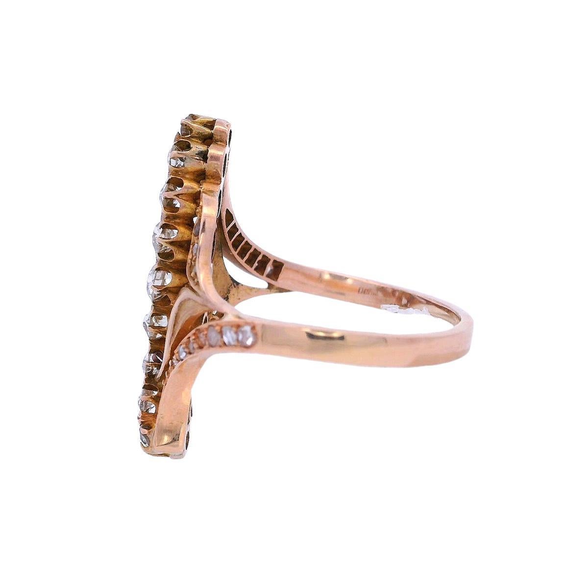 da uomo o donna Anello Art Nouveau 1900 in oro giallo 18 carati con diamanti in vendita