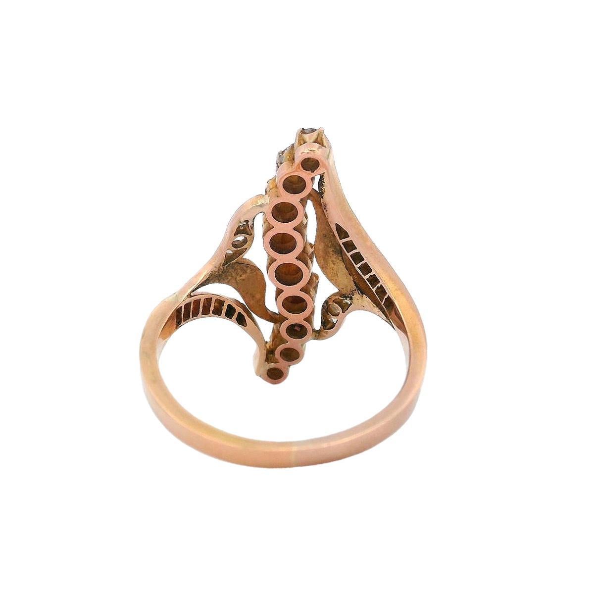 Anello Art Nouveau 1900 in oro giallo 18 carati con diamanti in vendita 2