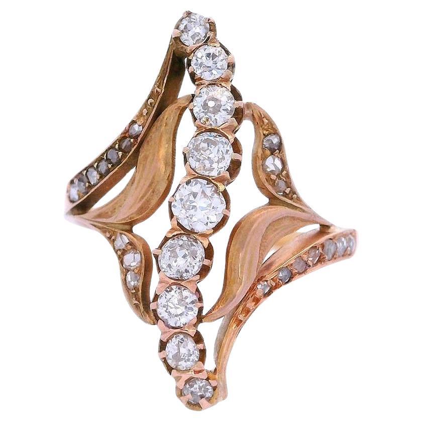Art Nouveau 1900 Ring in 18kt yellow Gold with Diamonds