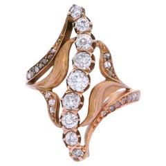 Art Nouveau 1900 Ring in 18kt yellow Gold with Diamonds