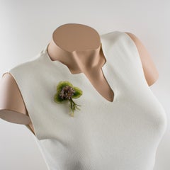 Art Nouveau 1900s Georges Pierre Signed Floral Horn Pin Brooch