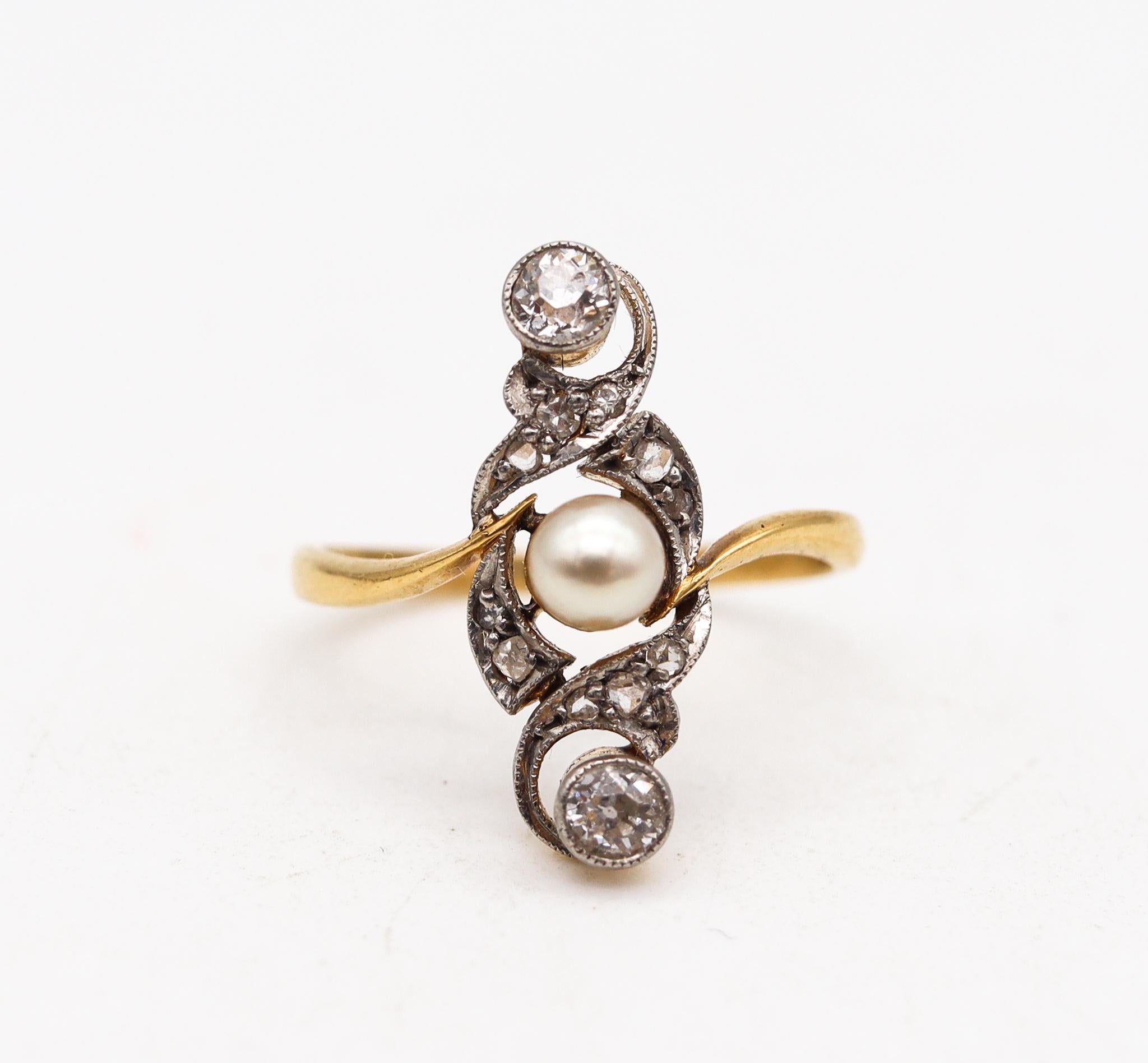 A transitional Edwardian - Art Nouveau ring.

A simple, elegant and very classic ring, created back in the 1910 during the transitional periods of the Edwardian and the Art Nouveau. It was carefully crafted in solid yellow gold of 18 karats with