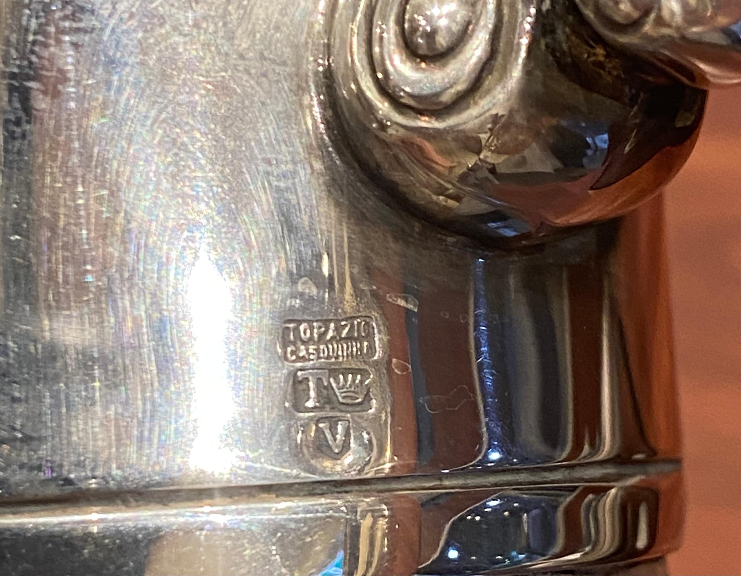 Art Nouveau Art-Nouveau 1940's Silver Plated Claret Jug by Topazio Casquinha, Portugal. For Sale
