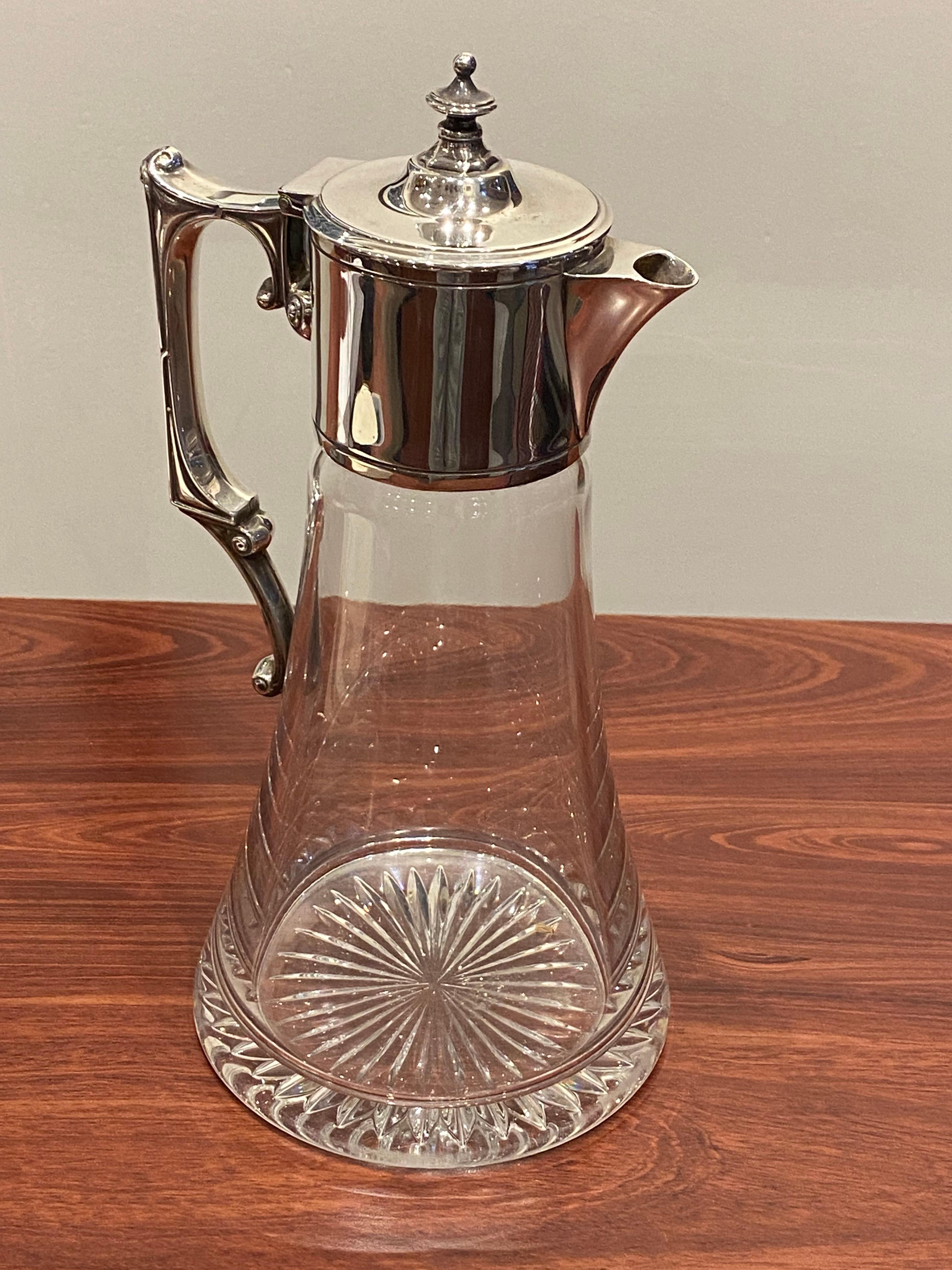 Art-Nouveau 1940's Silver Plated Claret Jug by Topazio Casquinha, Portugal. For Sale 3