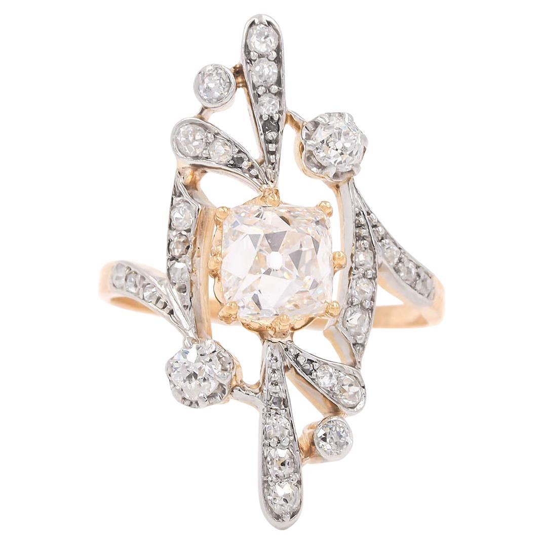 Diamond Engagement Ring Antique Old Edwardian style Art Deco  Circa 1905's gift 