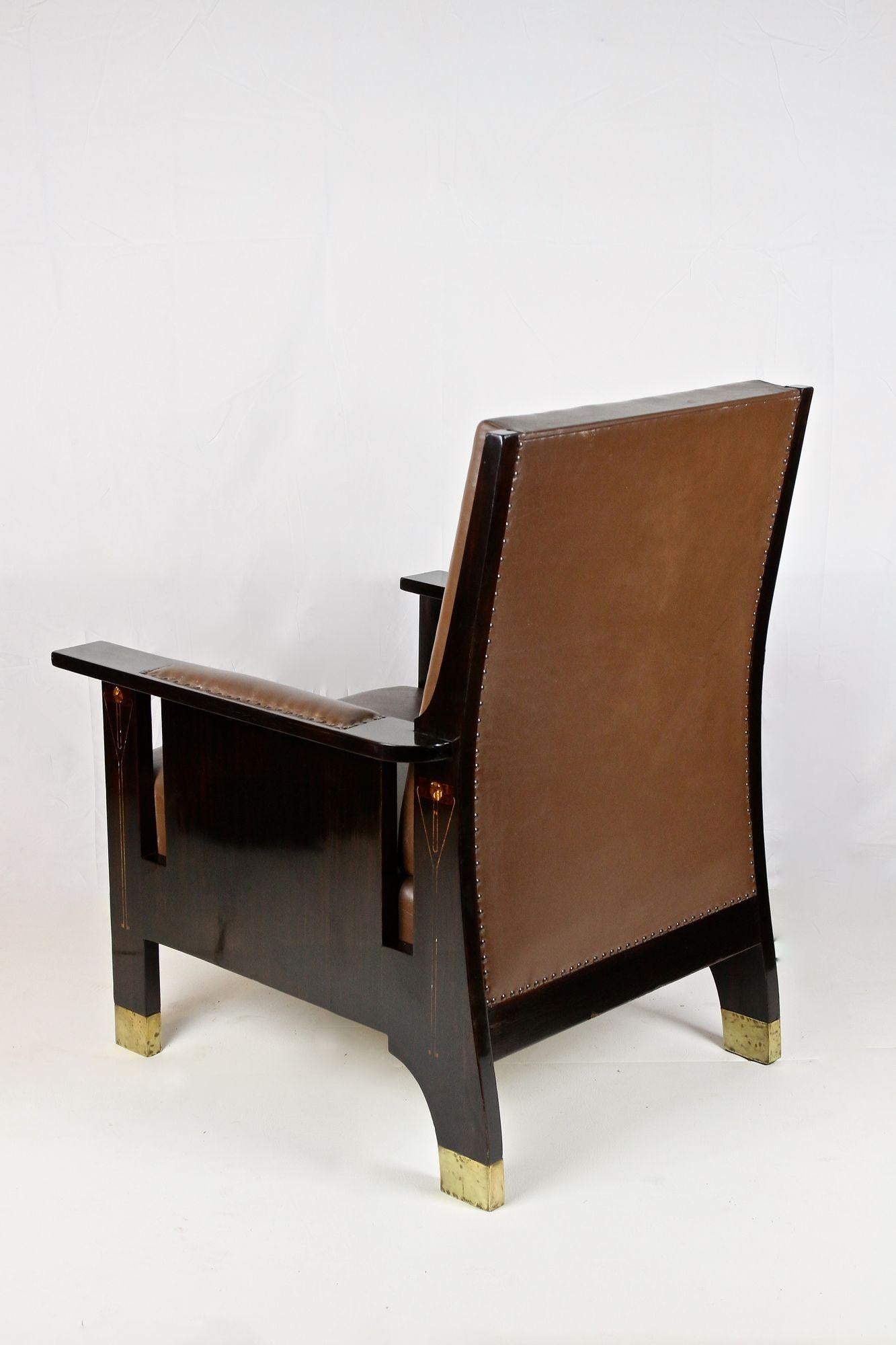 Palisander-Sessel im Jugendstil des 20. Jahrhunderts, Perlmutt, Österreich um 1905 im Angebot 3