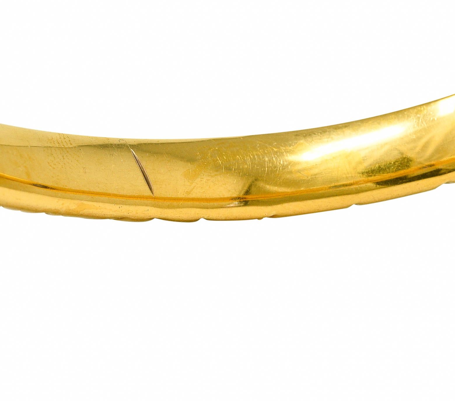 Jugendstil-Armreif mit Blumenschnörkeln, 2,10 Karat Saphir 14 Karat Gelbgold 2
