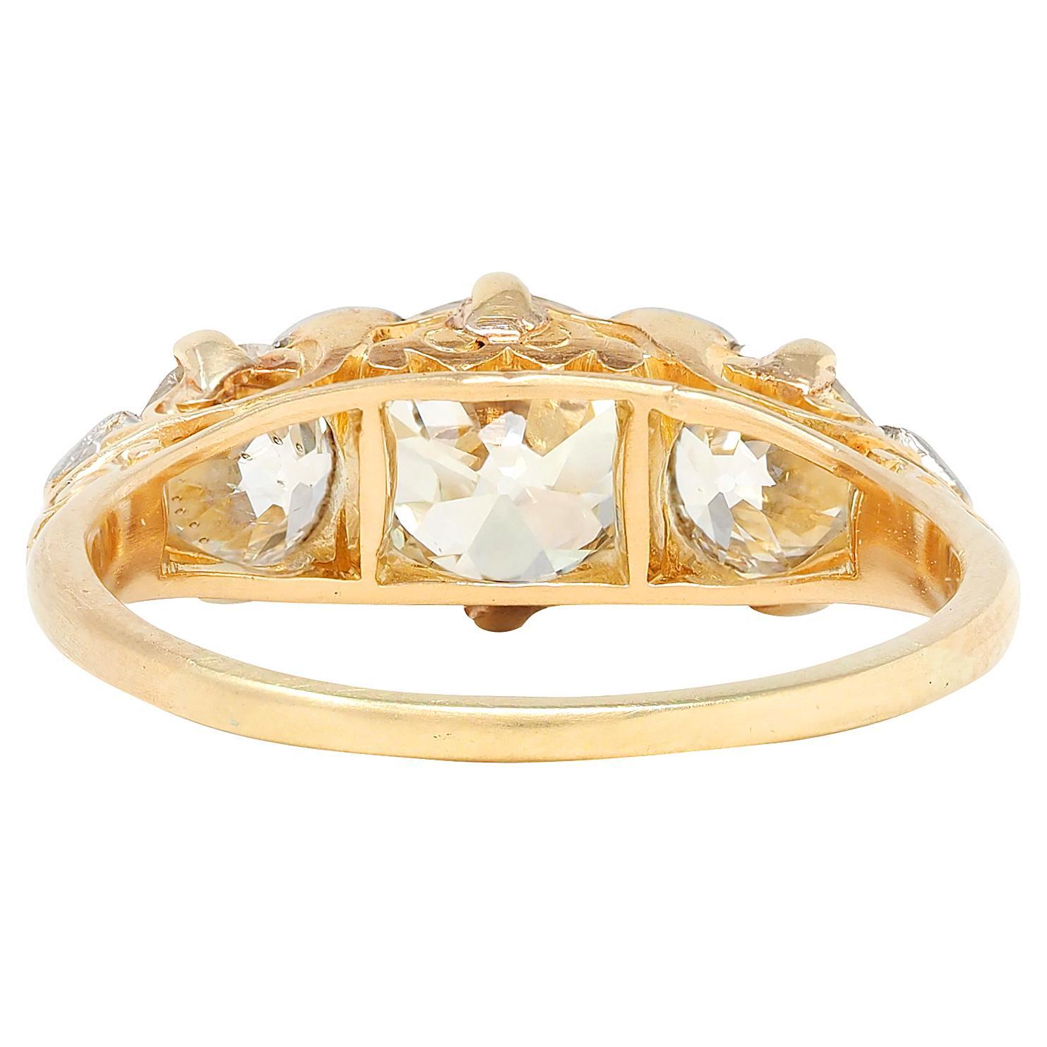 Donna Anello a spirale in stile Art Nouveau con diamante Old Mine da 2,40 CTW in oro 18K e argento antico in vendita