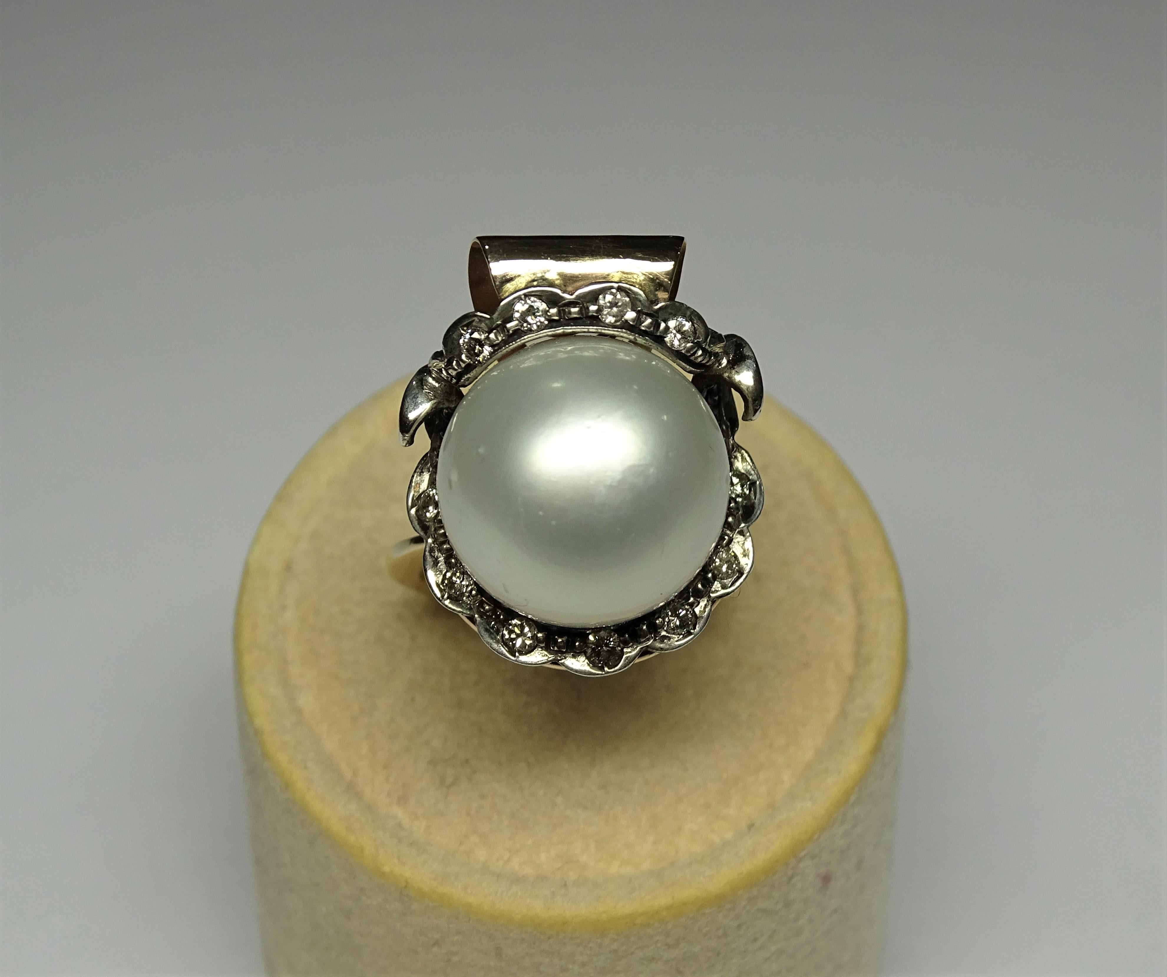 Art Nouveau 25.22 Carat Pearl White Diamond 14 Karat Yellow Gold Ring In New Condition For Sale In Marcianise, IT