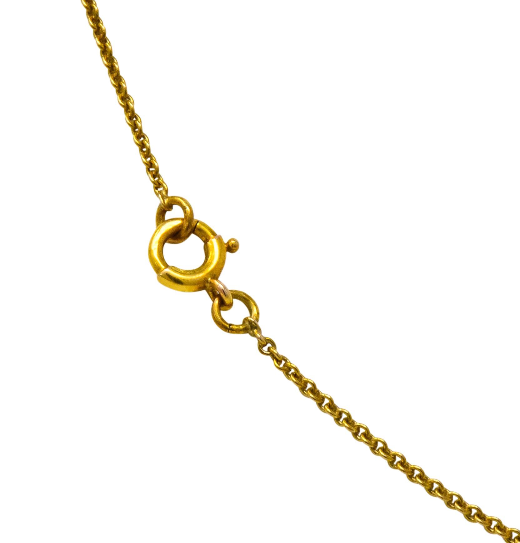 Art Nouveau 2.60 Carat Peridot Platinum 14 Karat Gold Drop Necklace 2
