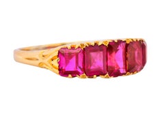 Art Nouveau 3.20 Carat No Heat Burma Ruby 18 Karat Gold Ring GIA