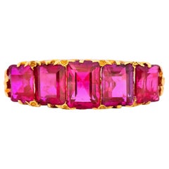 Art Nouveau 3.20 Carat No Heat Burma Ruby 18 Karat Gold Ring GIA