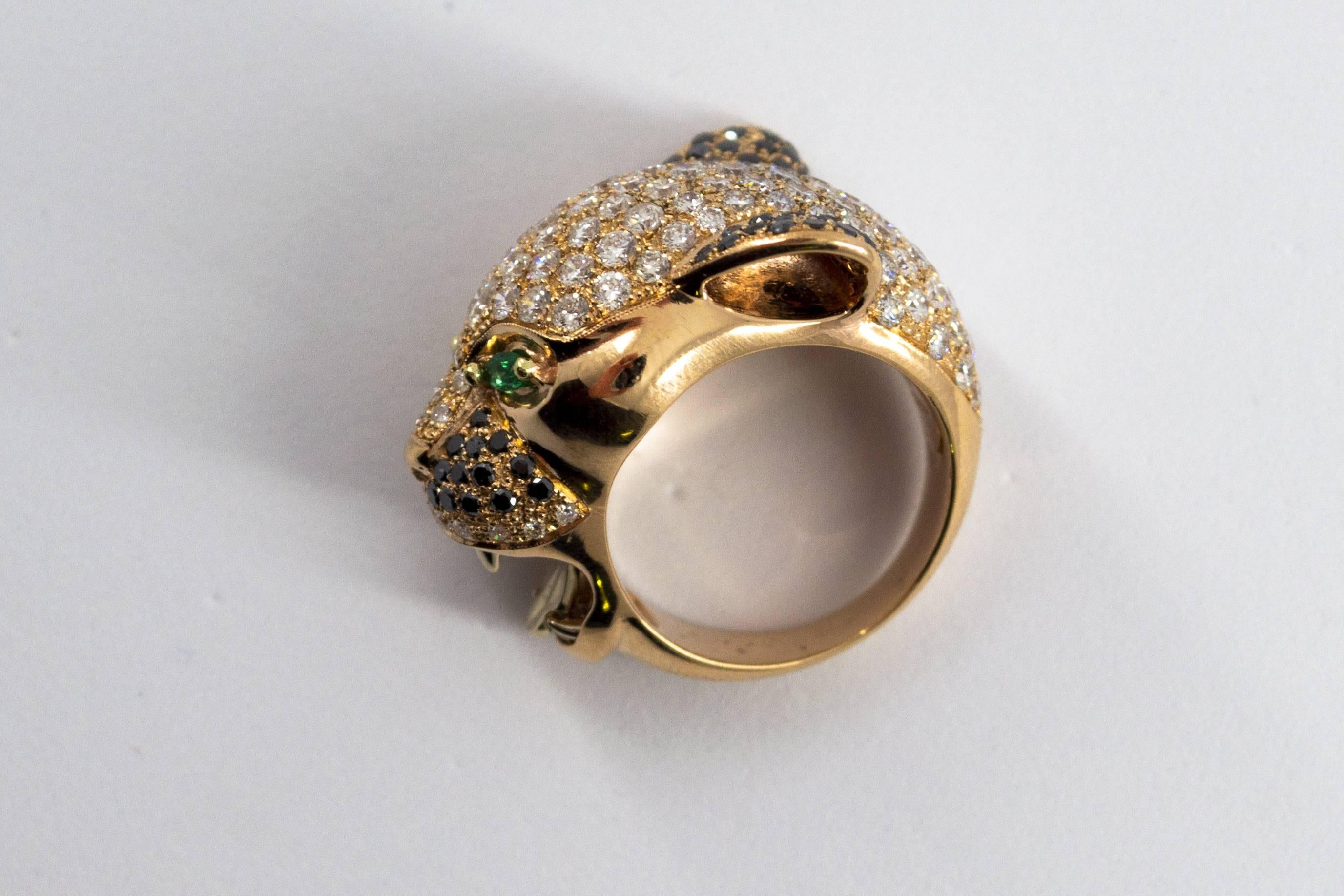 Art Nouveau 3.60 Carat White Diamond Emerald Yellow Gold 