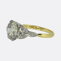 Art Nouveau 3.75 Carat Transitional Cut Diamond Engagement Ring