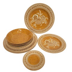 Vajilla Art Nouveau de 54 piezas "Paniers Fleuris", porcelana de Limoges amarilla