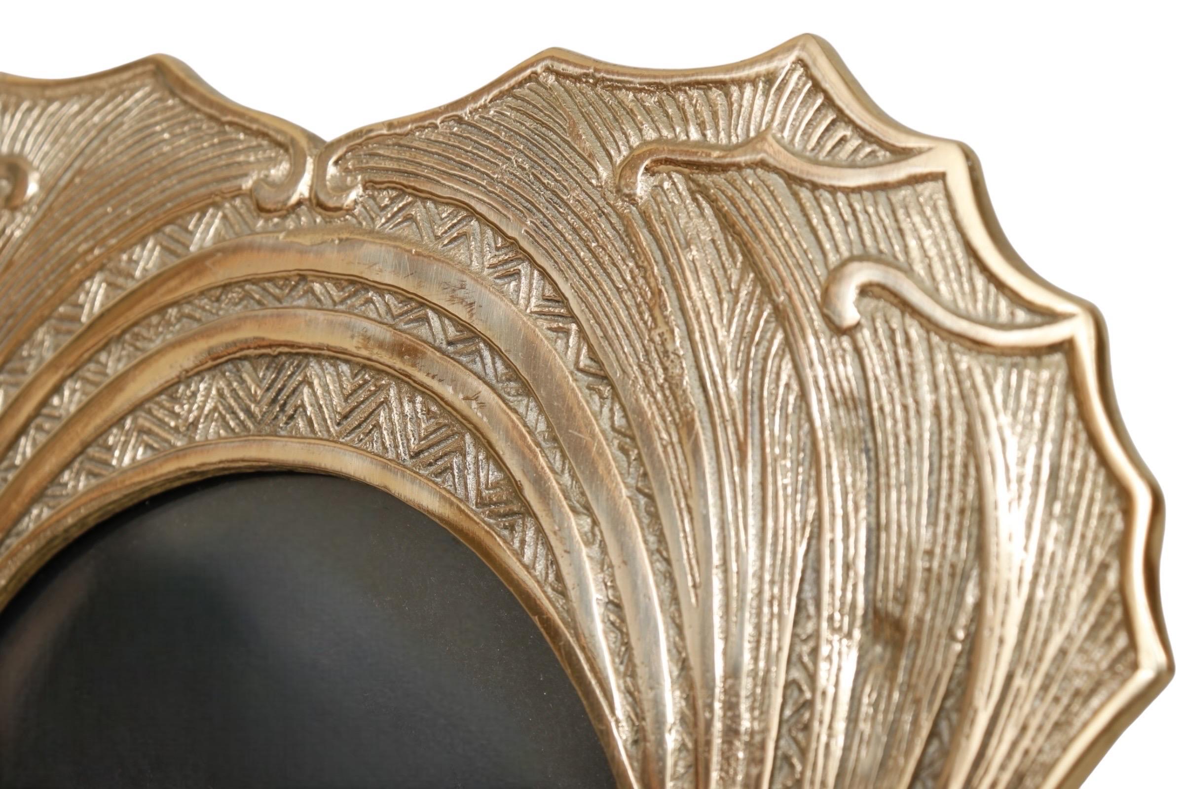 Art Nouveau 5”x 7” Brass Photo Frame In Good Condition In Bradenton, FL
