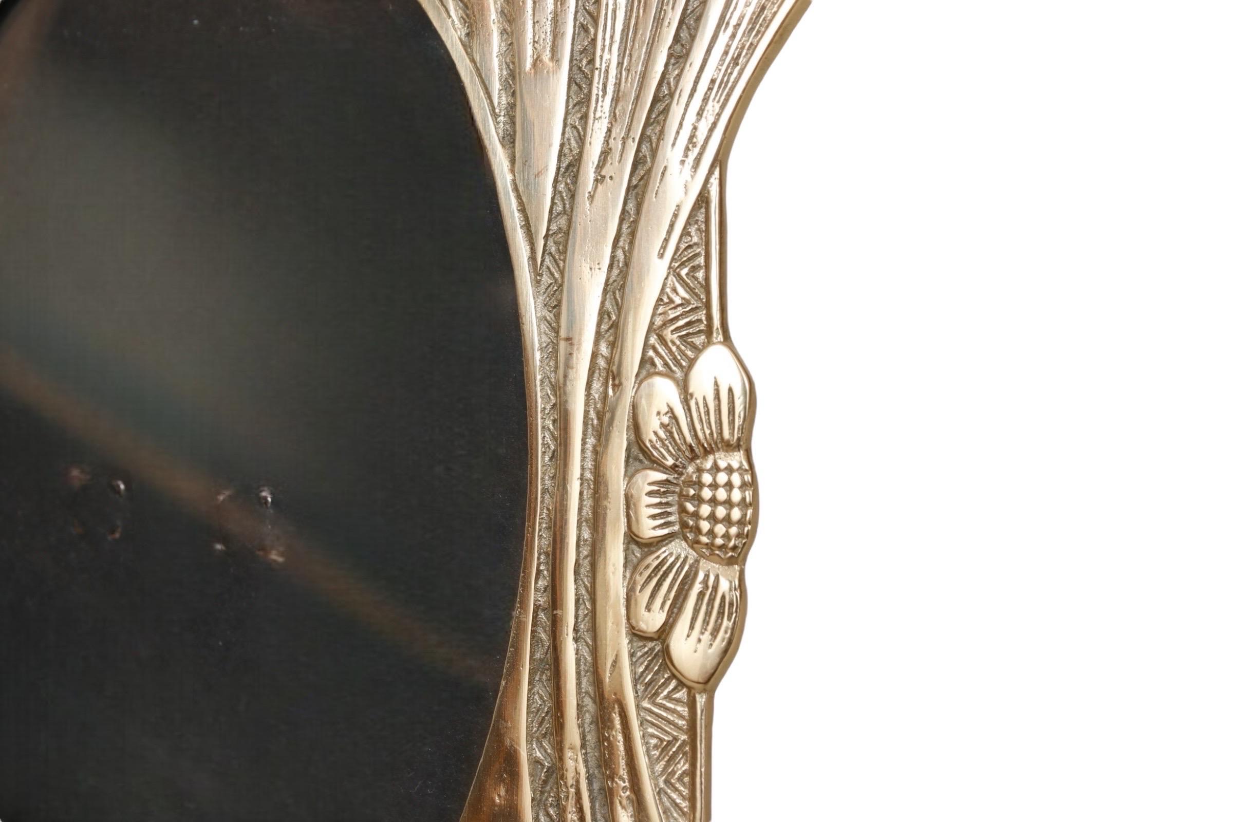 20th Century Art Nouveau 5”x 7” Brass Photo Frame