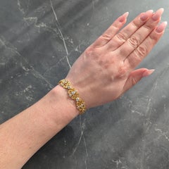 Art Nouveau 6.50 CTW Diamond 18K Yellow Gold Antique Scrolling Link Bracelet