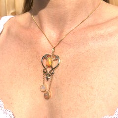 Art Nouveau 6.63 Carat Opal Pendant