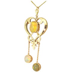 Antique Art Nouveau 6.63 Carat Opal Pendant