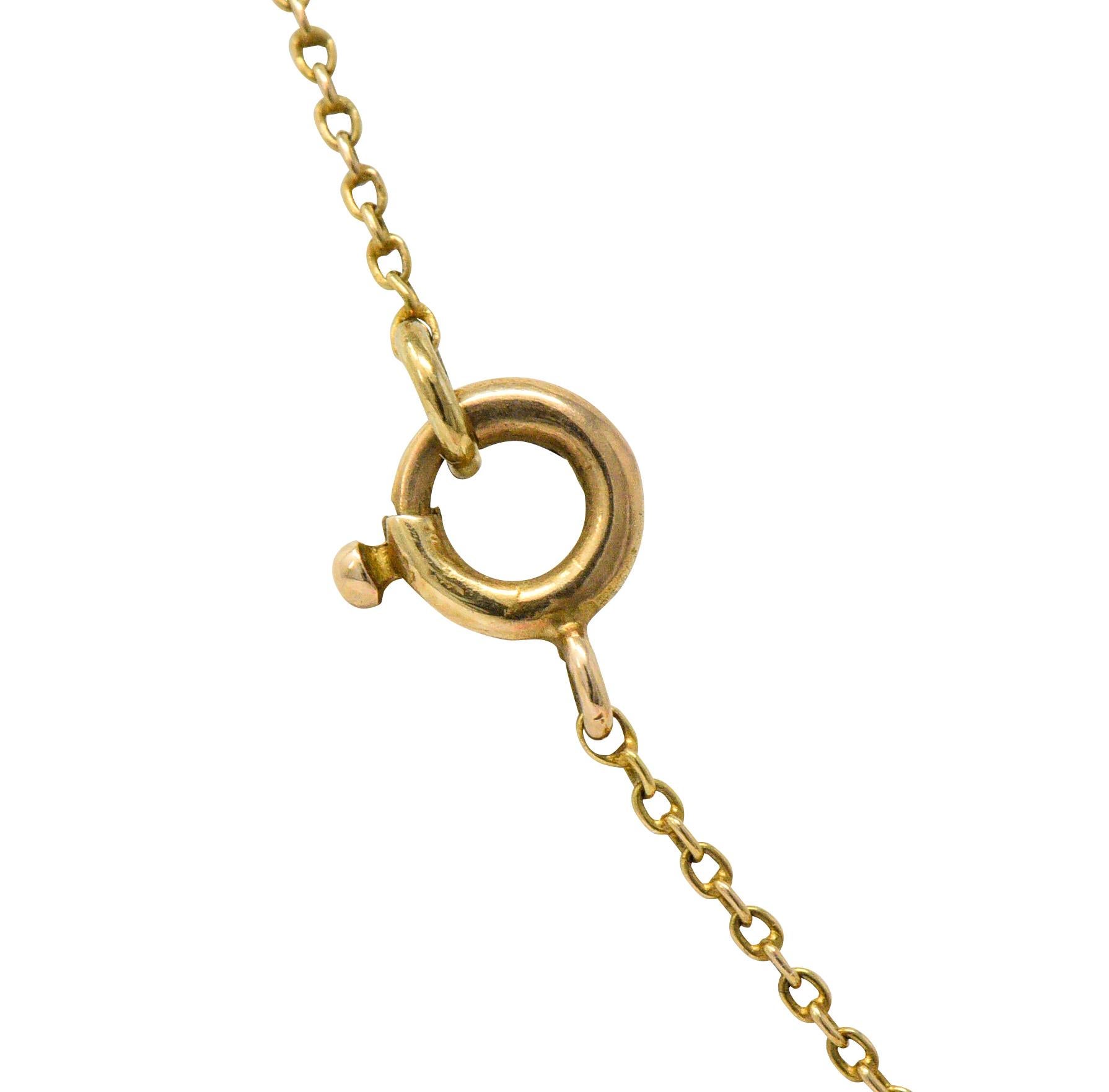 Art Nouveau 6.65 Carat Peridot Tourmaline 14 Karat Gold Swag Drop Necklace 2