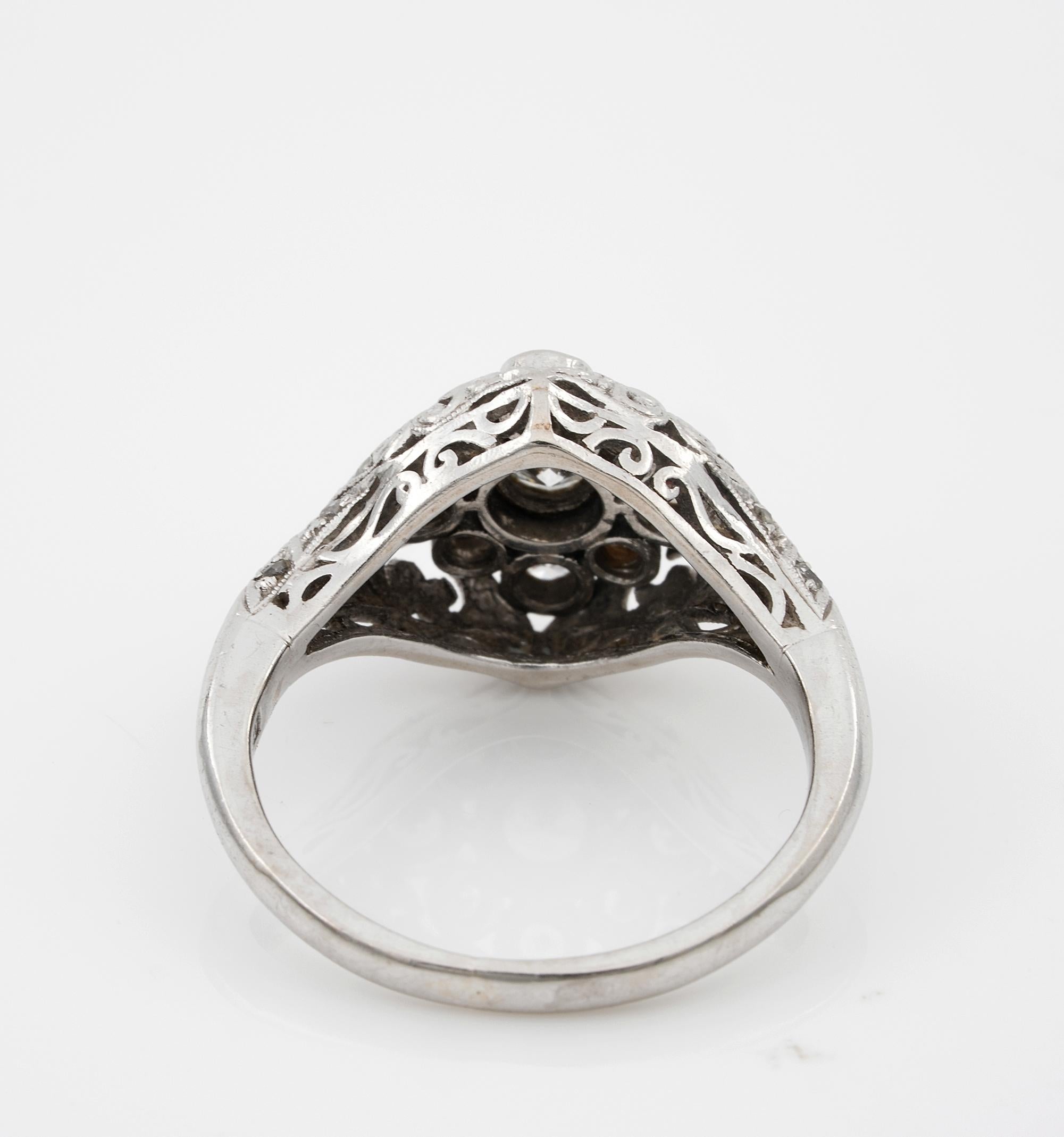Art Nouveau .75 Ct Diamond F VVS/VS Platinum Rare Engagement ring For Sale 1
