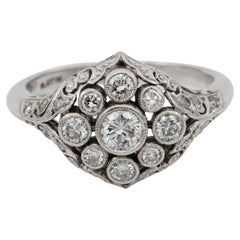 Art Nouveau .75 Ct Diamante F VVS/VS Raro Anillo de compromiso en platino