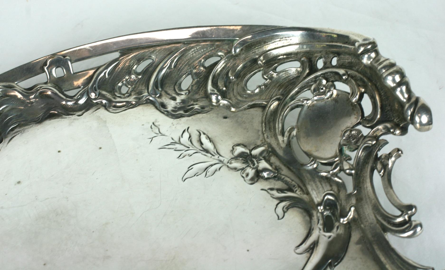 Art Nouveau 800 Silver Card Tray In Good Condition In Riverdale, NY