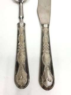 Art Nouveau 800 Silver Fish Servers Serving Set Fork and Knife Vintage,  Sweden For Sale at 1stDibs