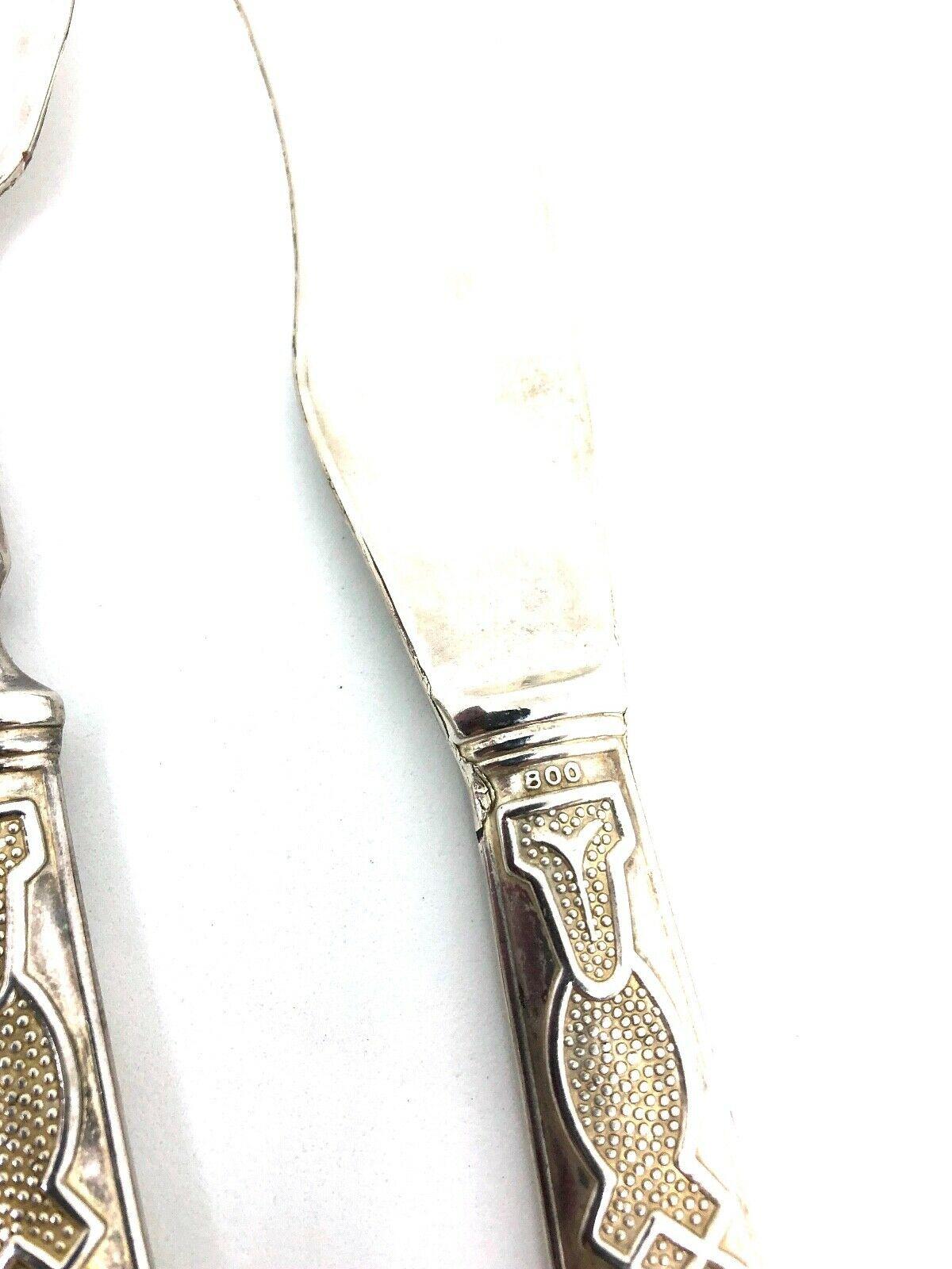 Jugendstil 800er Silber Fischservierbesteck Servierbesteck Gabel & Messer Vintage, Schweden im Angebot 2