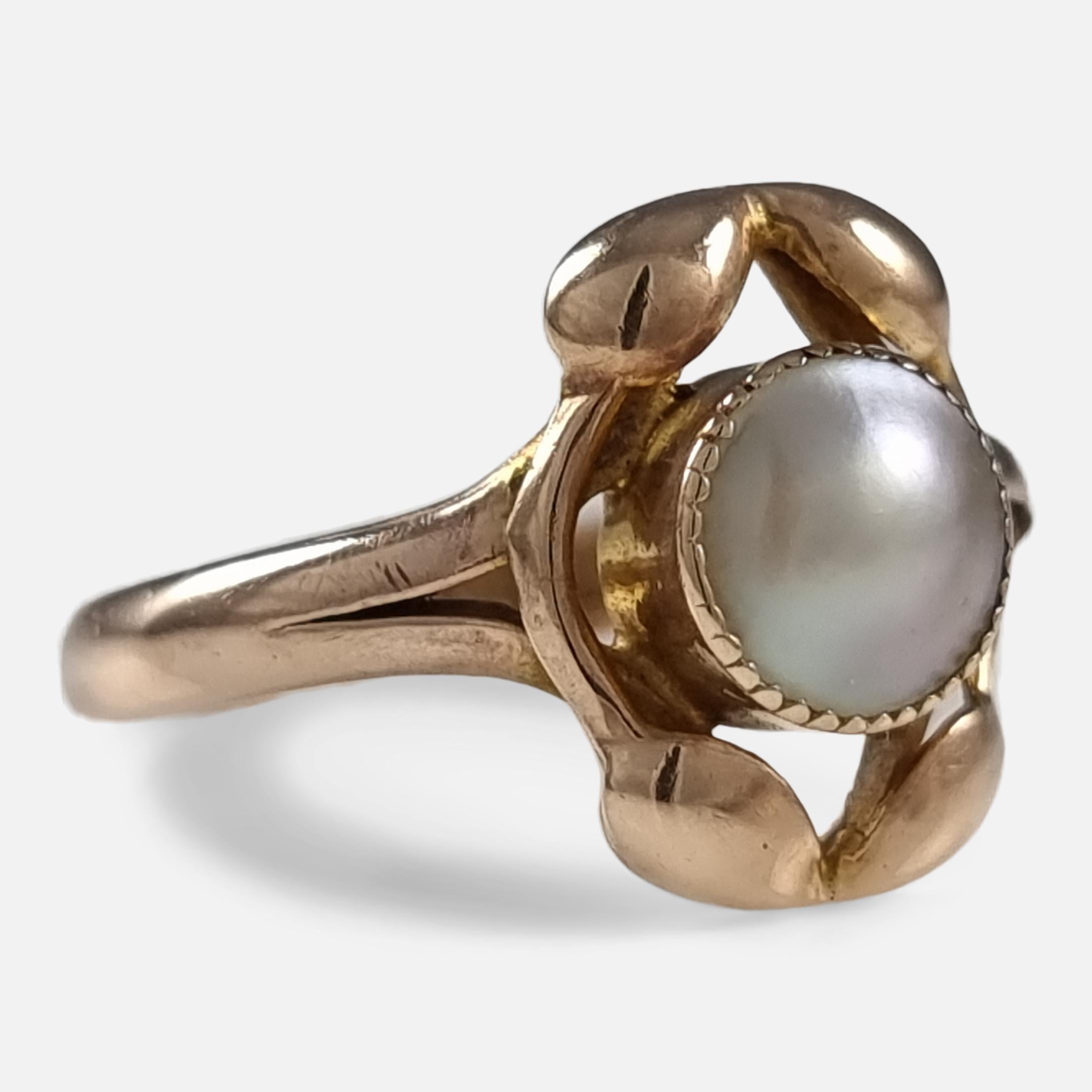 Art Nouveau 9ct Rose Gold Mabe Pearl Ring, 1911 For Sale at 1stDibs ...