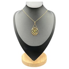 Art Nouveau 9ct Yellow Gold Stamped, Peridot & Seed Pearl Pendant, Circa 1920