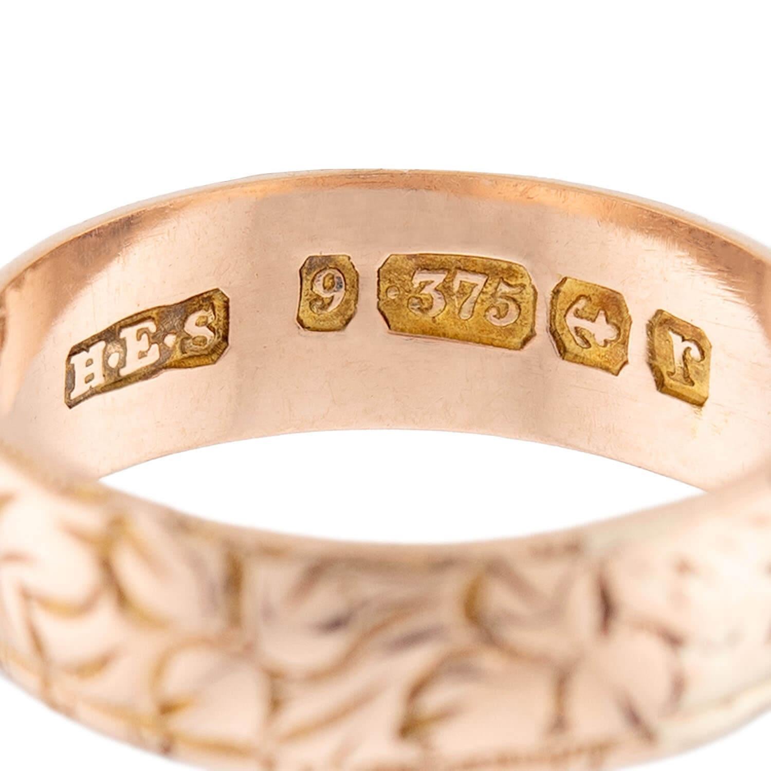 Art Nouveau 9k Leaf Motif Band Bon état - En vente à Narberth, PA