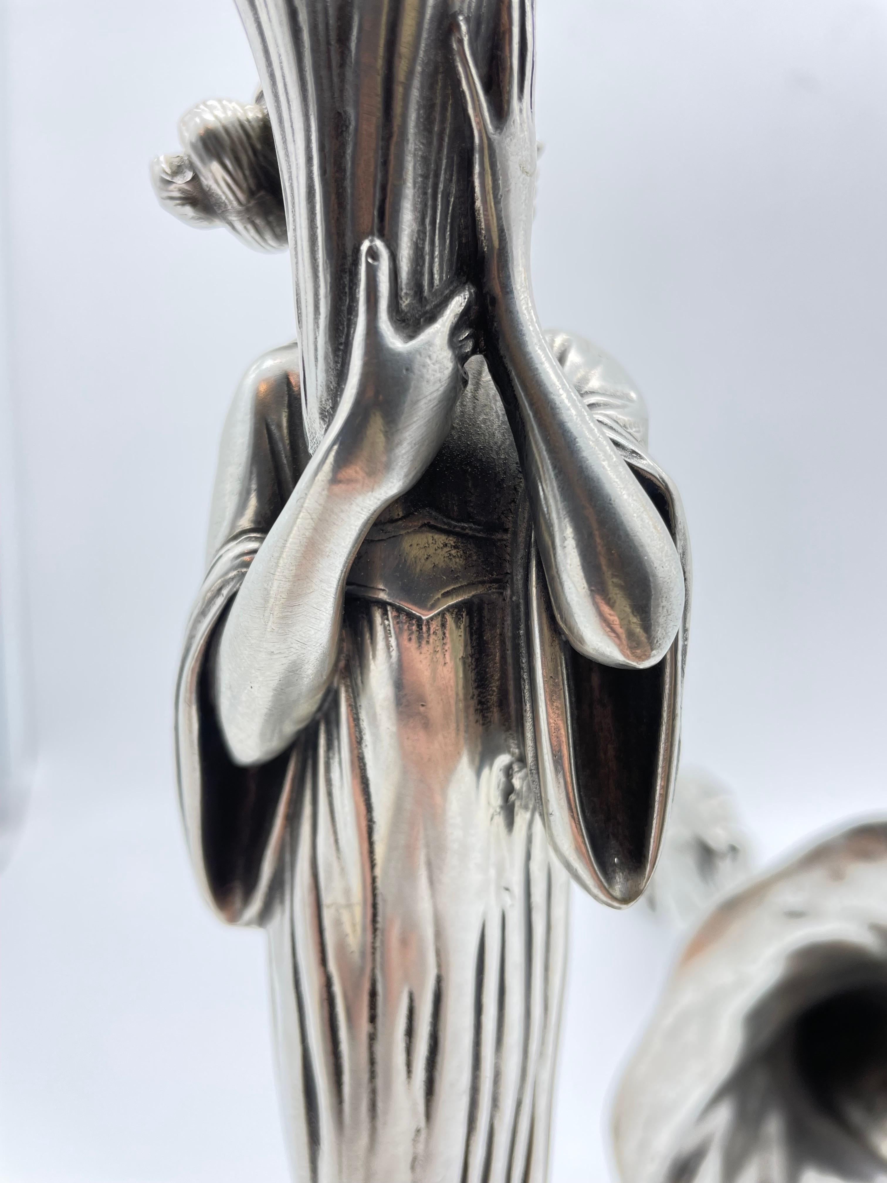 Art Nouveau Achille Gamba Candlestick, Pewter For Sale 6