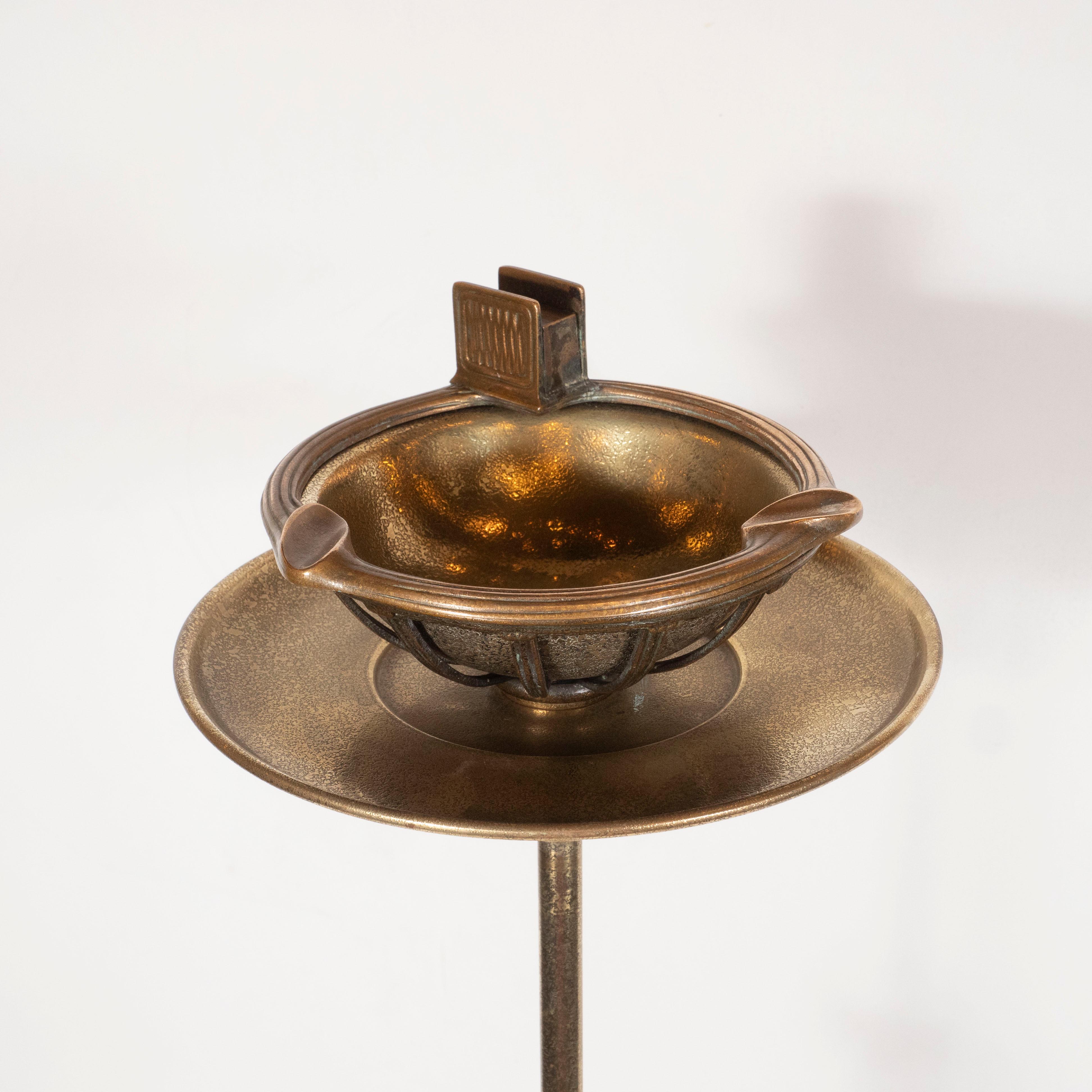 American Art Nouveau Adjustable Bronze Standing Ashtray Signed by Tiffany Studios