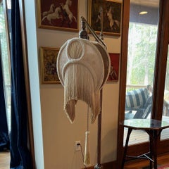 Art Nouveau Adjustable Floor Lamp with Ombré Fringe Shade and Tassel Pull
