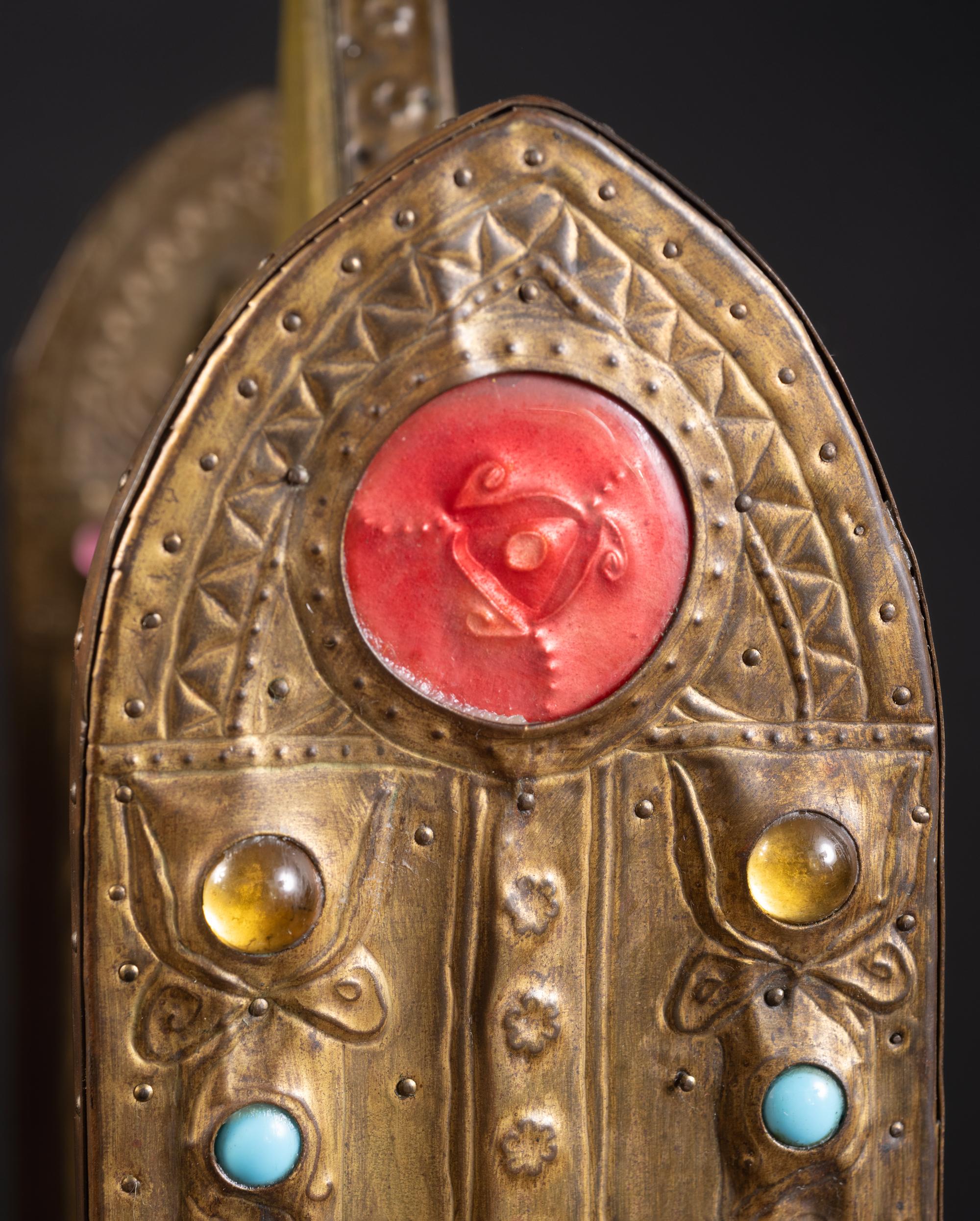 Art Nouveau Adorned Gothic Repoussé Mirror by Alfred Daguet For Sale 4