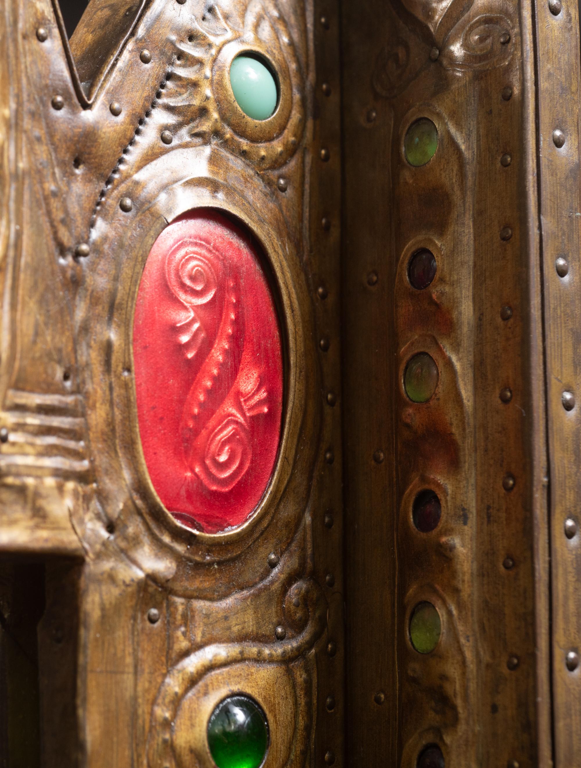 Art Nouveau Adorned Gothic Repoussé Mirror by Alfred Daguet For Sale 6