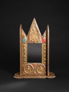 Miroir gothique repoussé orné Art Nouveau par Alfred Daguet
